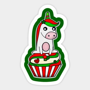 unicorn christmas cupcake Sticker